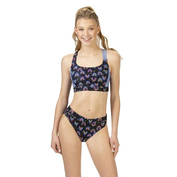 Uglies By Dolfin Swimwear Rainbow Print Two Piece Swimsuit Size S Stylish - Picture 1 of 10